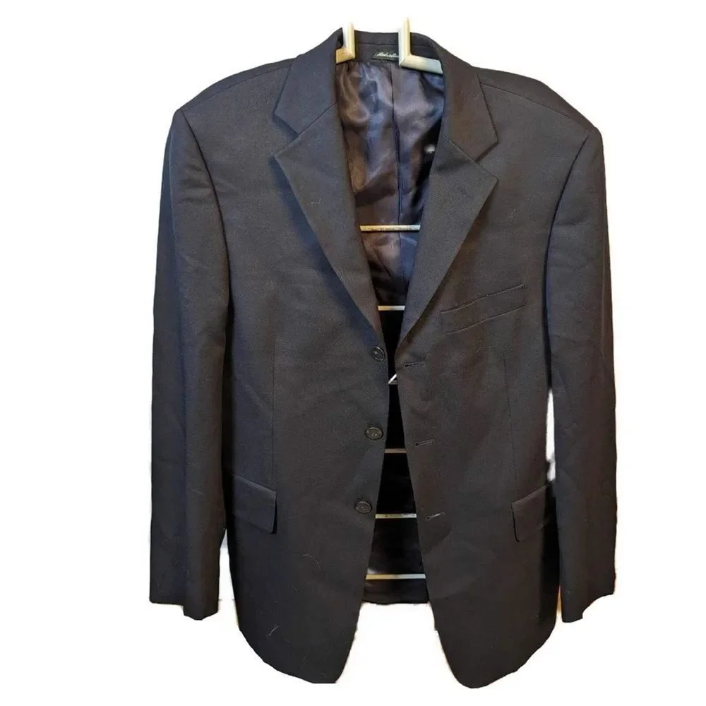 J. Crew Men's Classic Navy Three Button Wool Suit Jacket Quiet Luxury - Size 40R